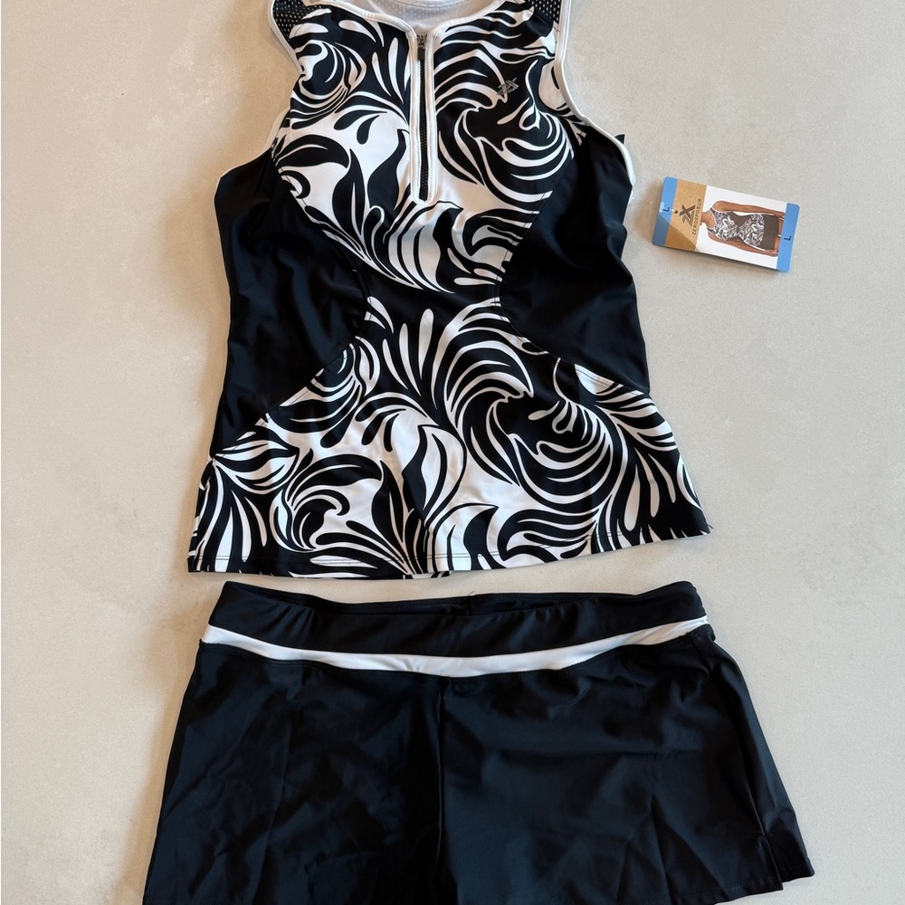 Black and White Swirl Tankini with Shorts Set NWT